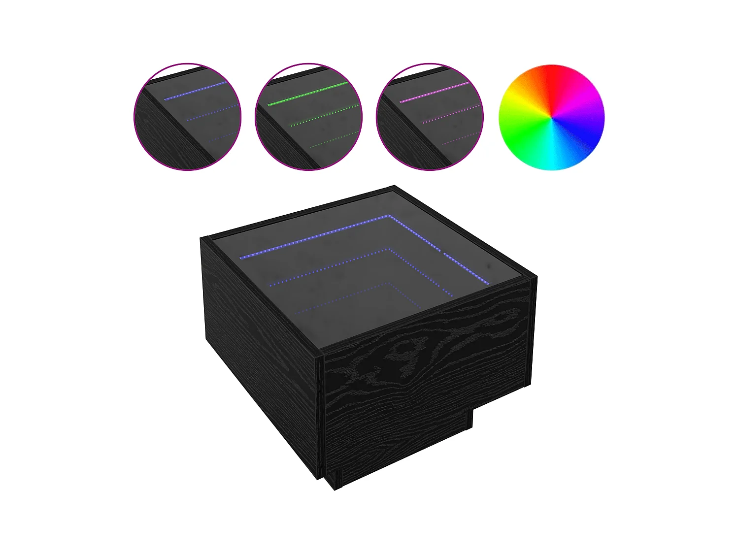 Zwarte eikenhouten opbergkast 40 x 40 x 30 cm