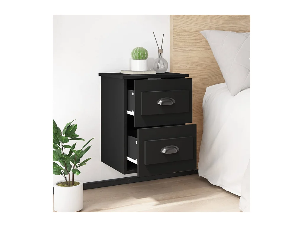 Wandnachtkastjes 2 stuks zwart 41,5x36x53 cm