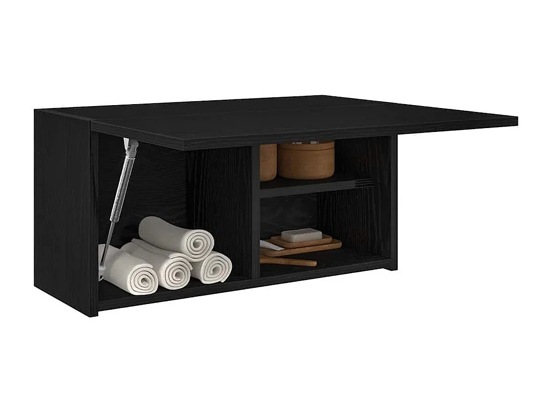 Armoire murale de bain noir 60x25x30 cm bois d'ingénierie