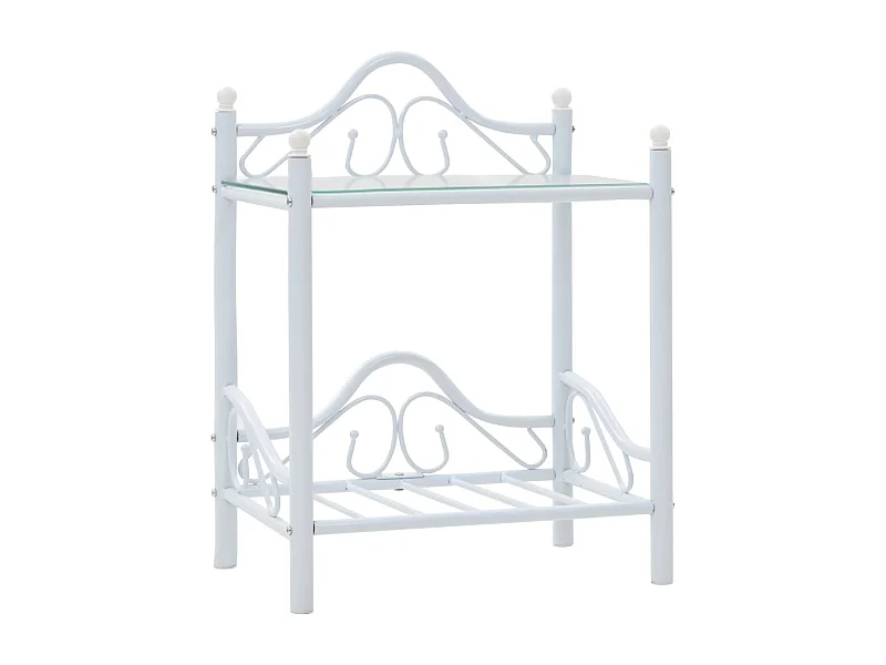 Comodino Acciaio e vetro temperato 45 x 30,5 x 60 cm Bianco