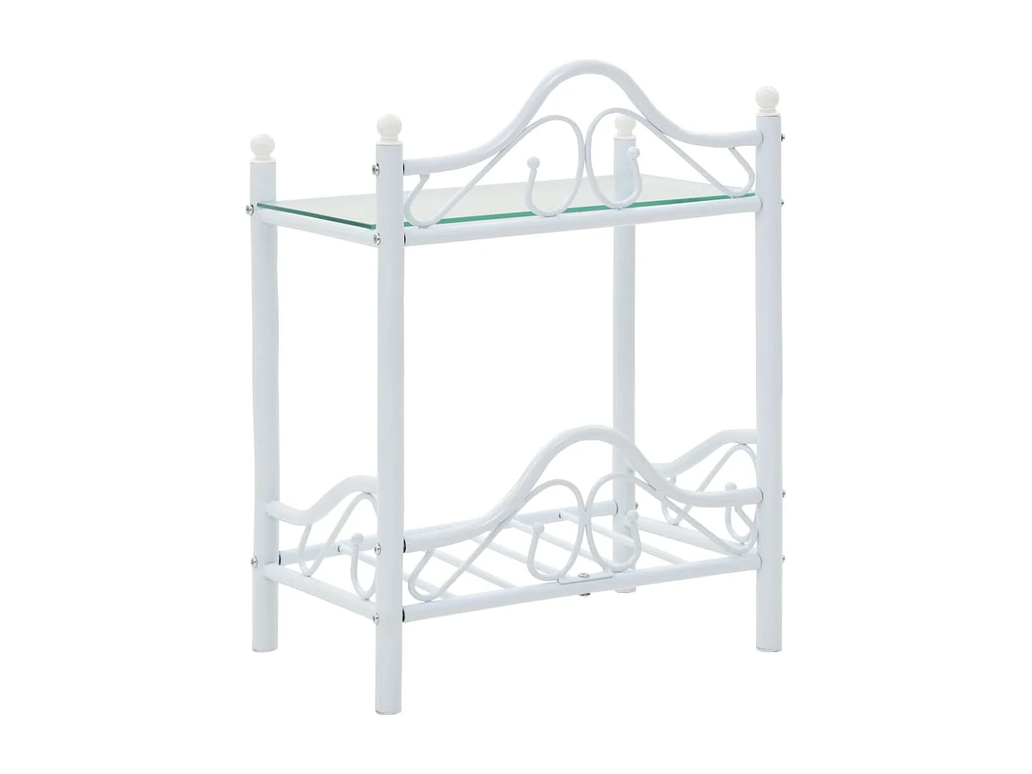 Table de chevet Acier et verre trempé 45 x 30,5 x 60 cm Blanc