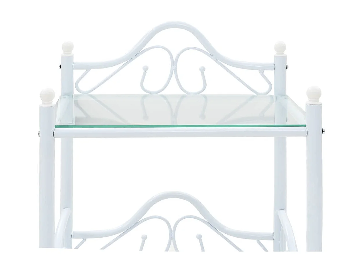 Table de chevet Acier et verre trempé 45 x 30,5 x 60 cm Blanc