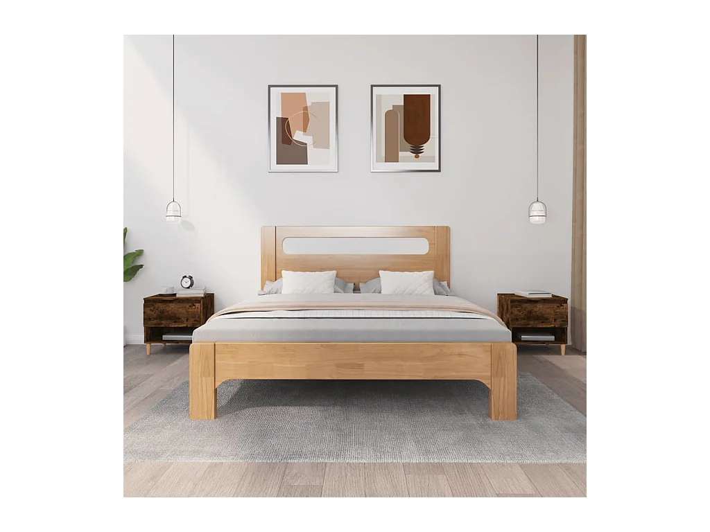 Nachtkastjes 2 stuks Gerookt eikenhout 50x46x50 cm Technisch hout