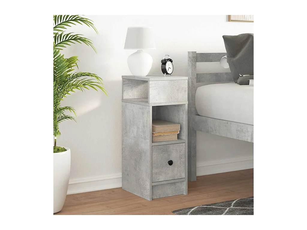 Nachtkastje met lade, betongrijs, 25x31x66 cm