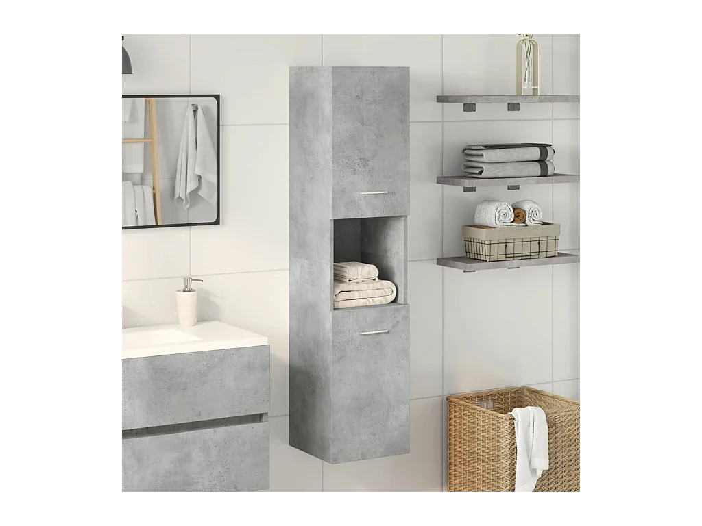 Mobiletto da bagno sospeso in legno ingegnerizzato grigio cemento