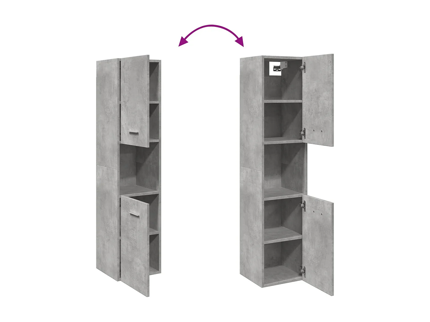 Armoire de salle de bain suspendue gris béton bois d'ingénierie