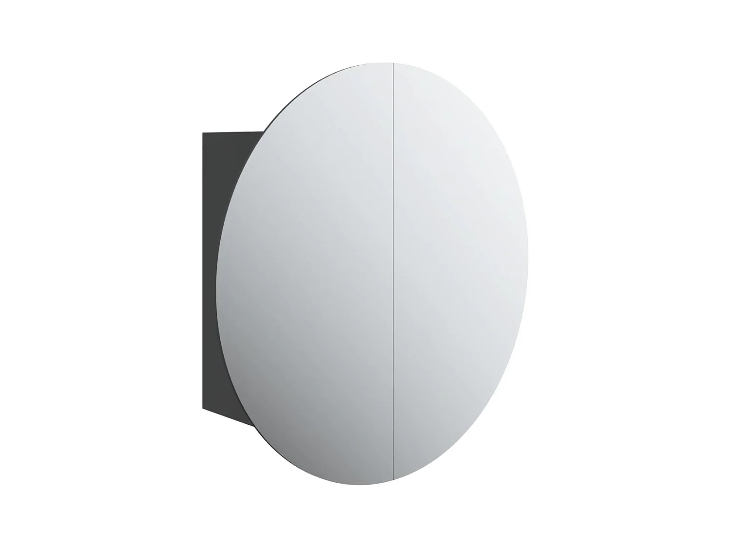 Mobiletto da bagno rotondo con specchio e luci LED, nero, 47 x 47 x 17,5 cm