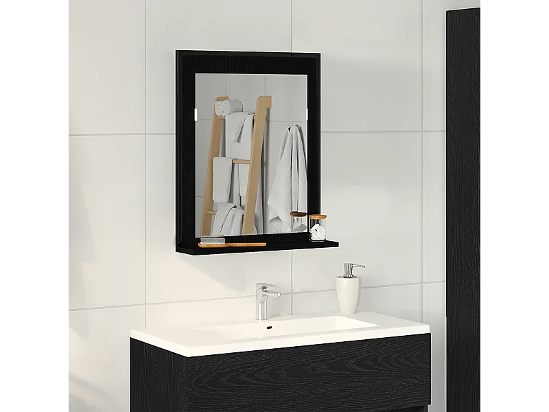 Miroir de salle de bain en chêne noir 50x12x60 cm en bois d'ingénierie