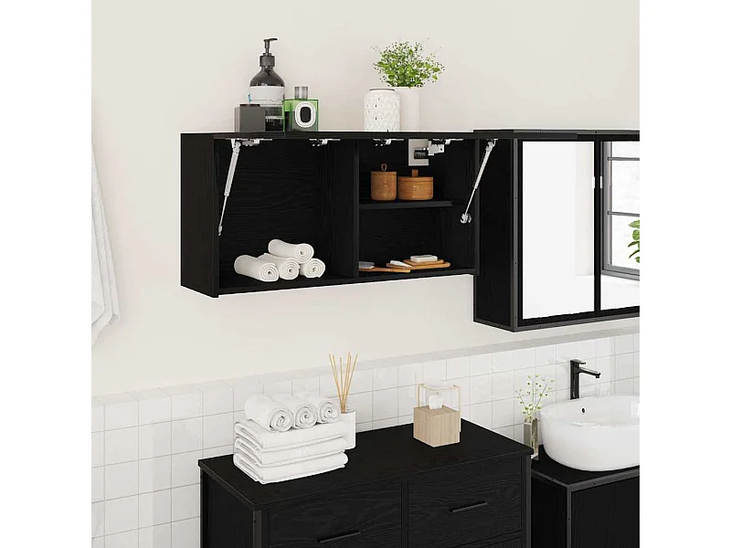 Armoire murale de bain noir 80x25x40 cm bois d'ingénierie