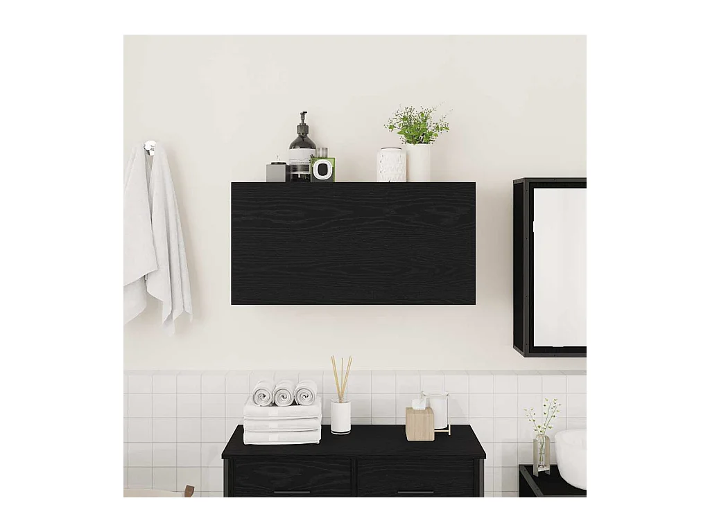 Armoire murale de bain noir 80x25x40 cm bois d'ingénierie