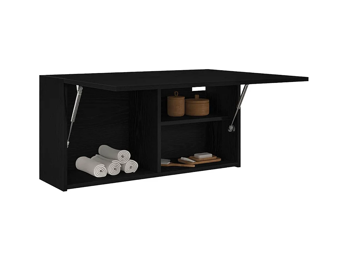 Armoire murale de bain noir 80x25x40 cm bois d'ingénierie