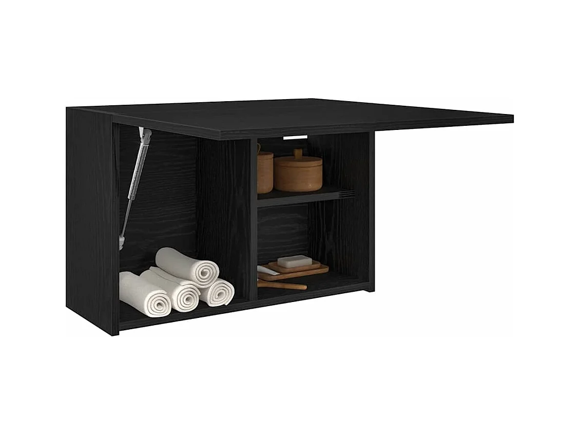 Armoire murale de bain noir 60x25x40 cm bois d'ingénierie