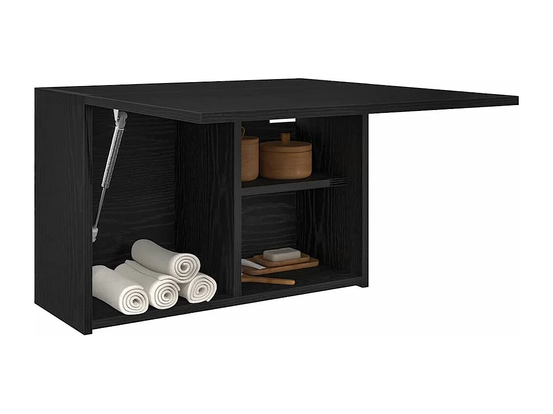 Mueble de baño de pared negro 60x25x40 cm madera de ingeniería