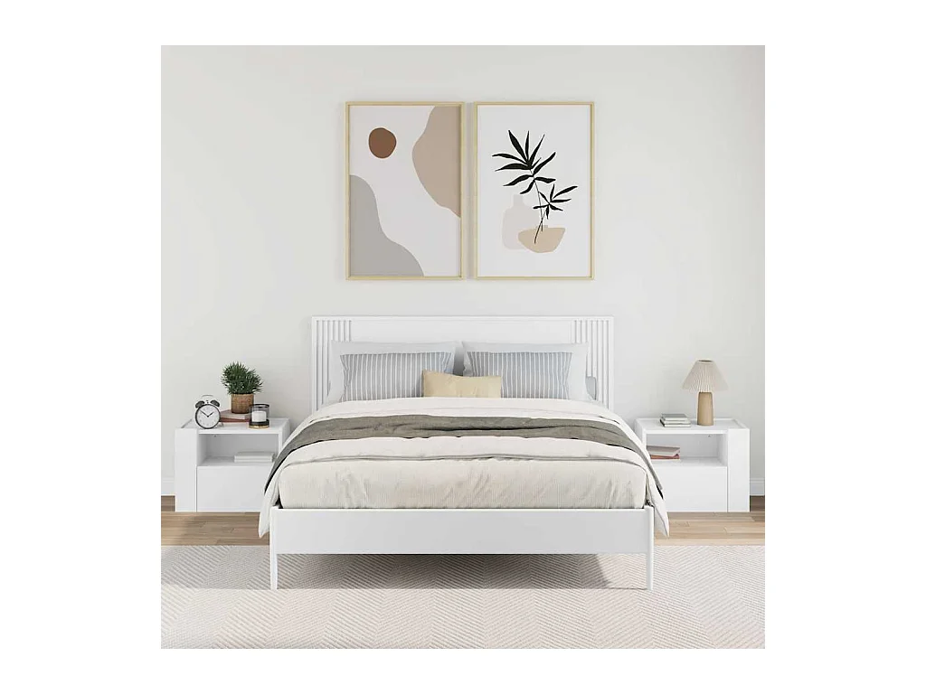 Tables de chevet murales 2 pcs blanc 45x30x35 cm