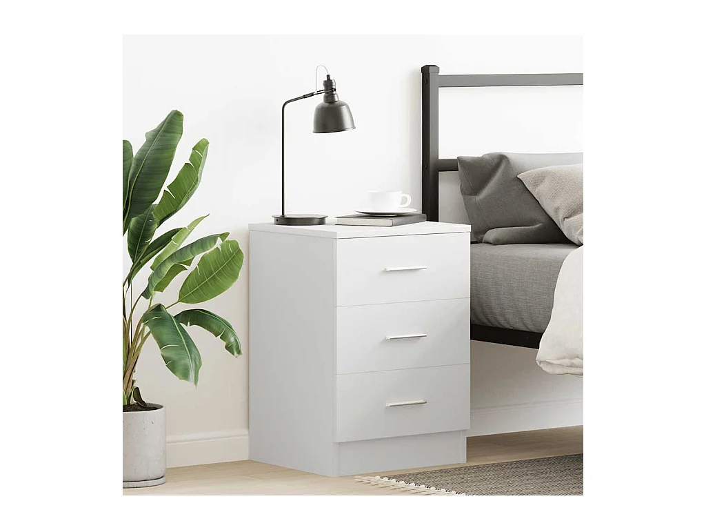 Mesita de noche blanca 38 x 35 x 56 cm Madera de ingeniería