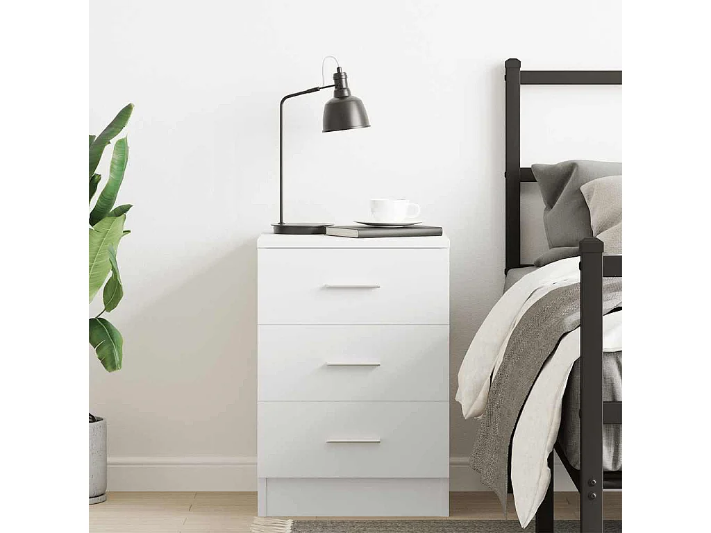 Comodino bianco 38 x 35 x 56 cm in legno ingegnerizzato