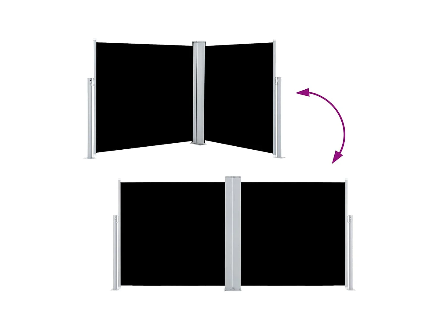 Uitschuifbaar zijluifel Zwart 120 x 600 cm