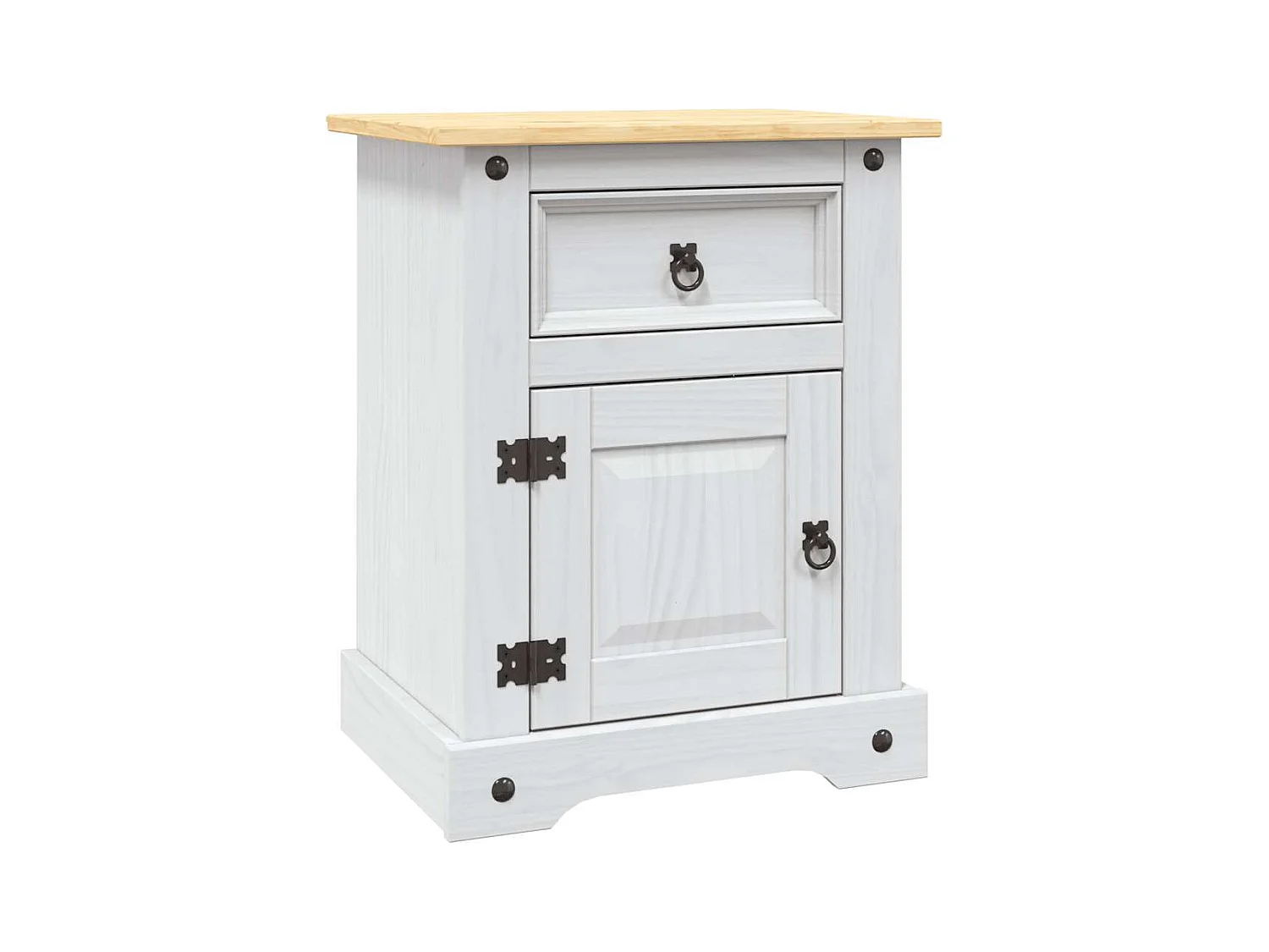 Comodino  Range in pino messicano bianco 53x39x67 cm