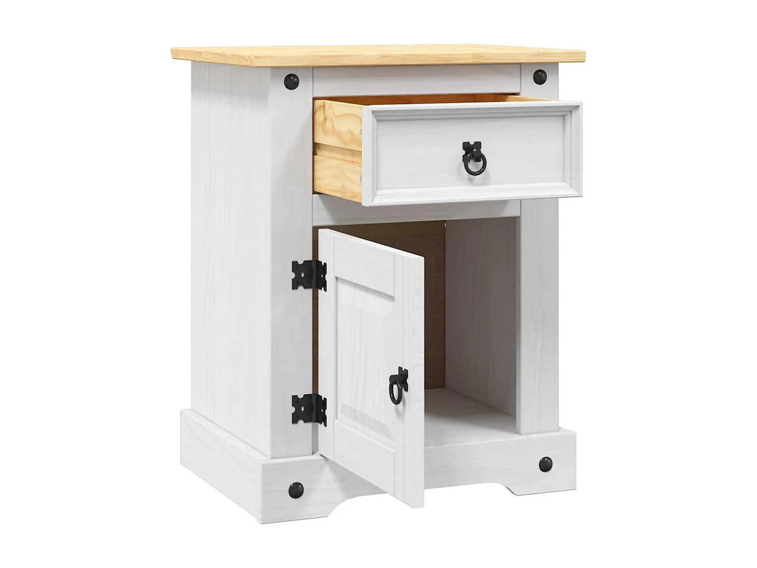 Comodino  Range in pino messicano bianco 53x39x67 cm