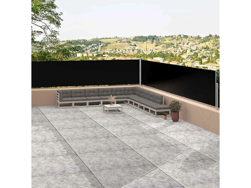 Auvent latéral rétractable Noir 117x1200 cm