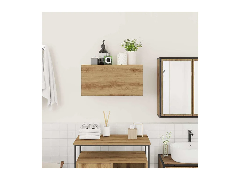 Armoire murale de bain chêne artisanal bois d'ingénierie