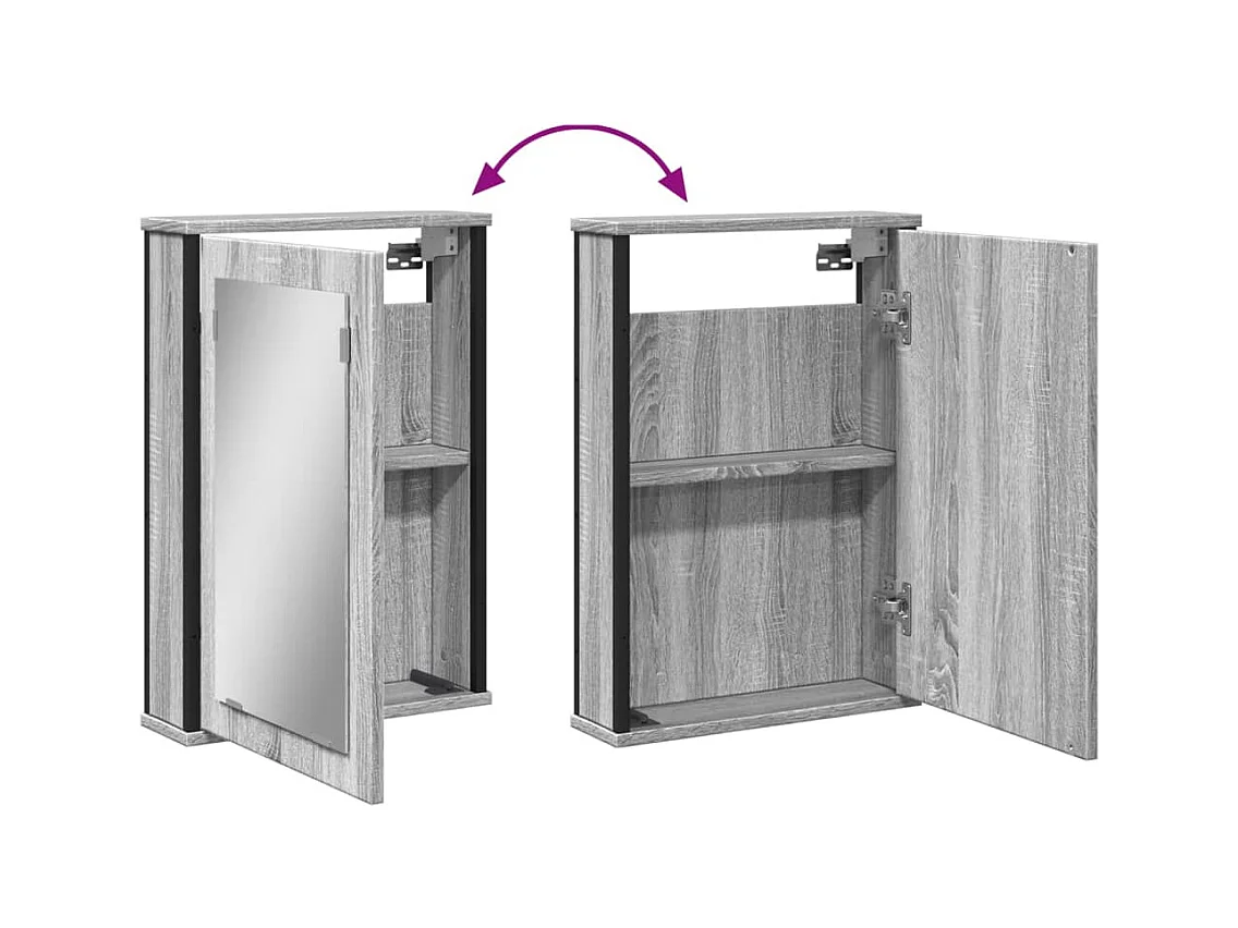 Mobiletto per bagno con specchio in legno ingegnerizzato grigio Sonoma