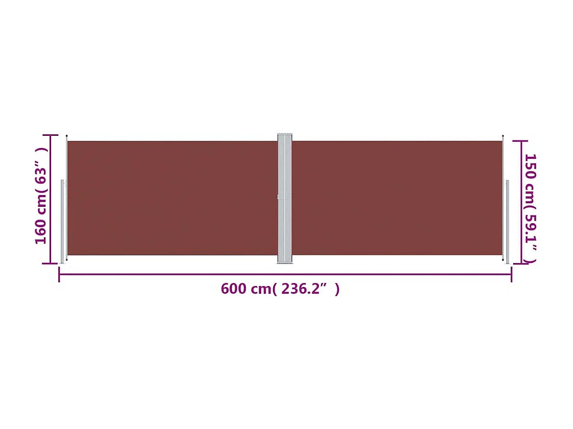 Auvent latéral rétractable Marron 160x600 cm