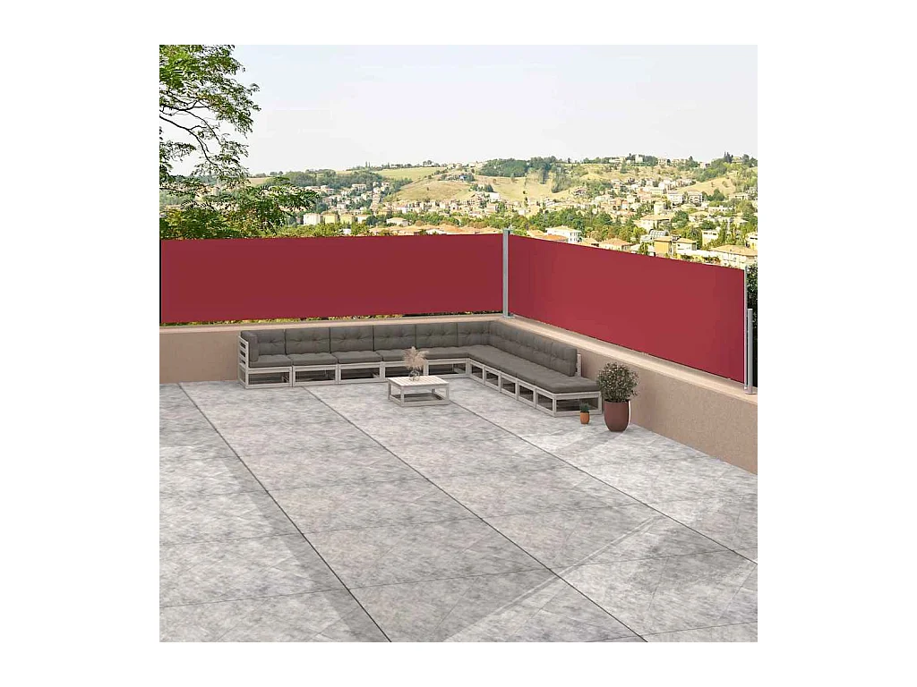 Auvent latéral rétractable Rouge 117x1200 cm