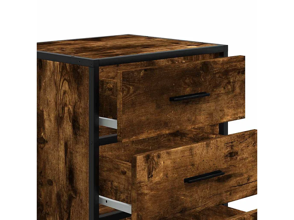 Table de chevet chêne fumé 40x34,5x60cm bois d'ingénierie métal