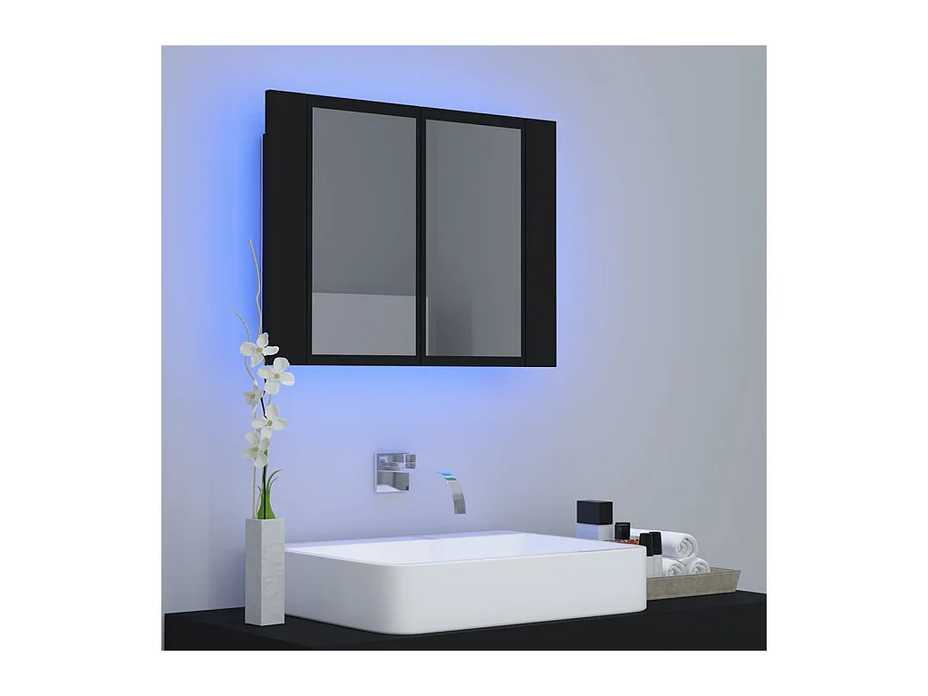 Armoire à miroir de salle de bain LED Noir 60x12x45 Acrylique
