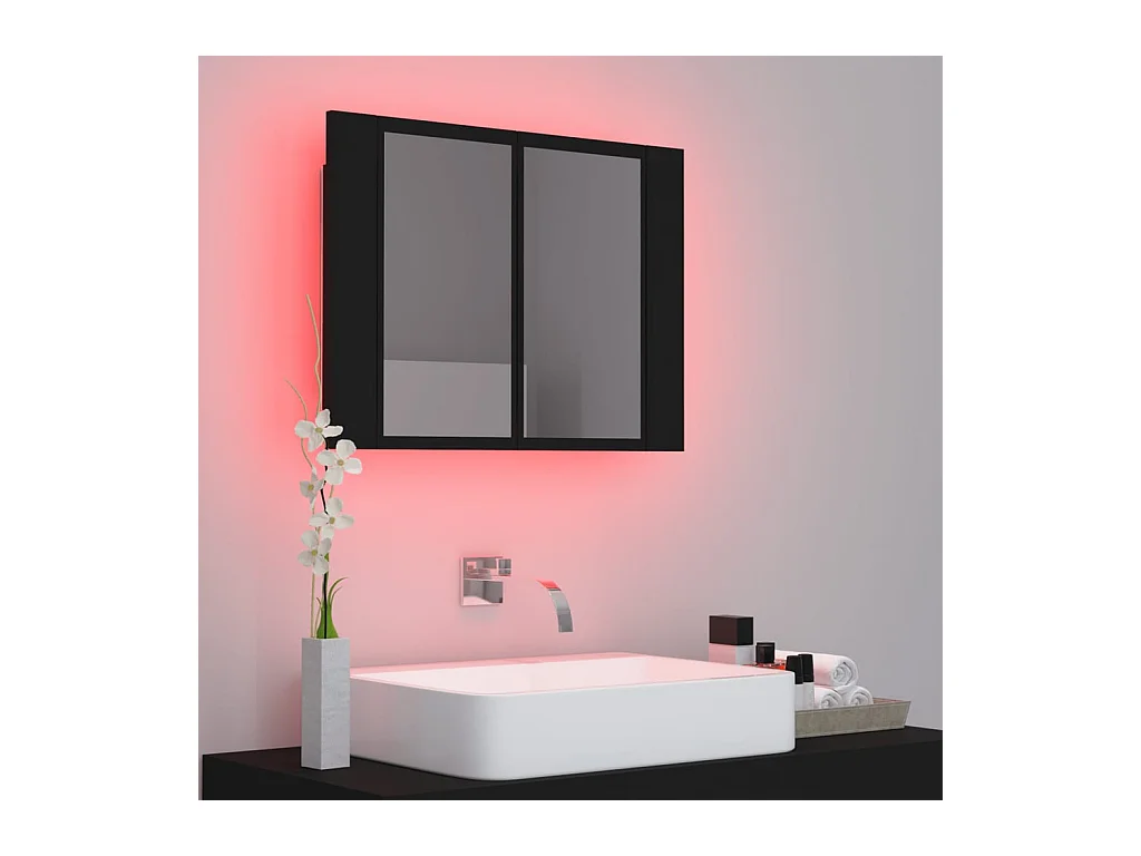 Armoire à miroir de salle de bain LED Noir 60x12x45 Acrylique