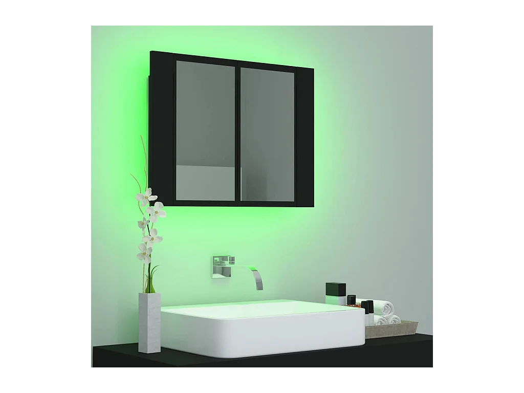 Armoire à miroir de salle de bain LED Noir 60x12x45 Acrylique