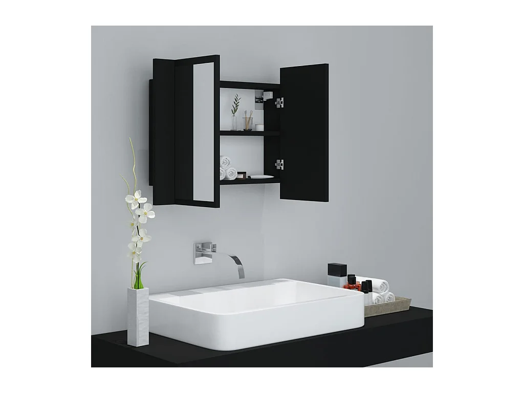 Armoire à miroir de salle de bain LED Noir 60x12x45 Acrylique