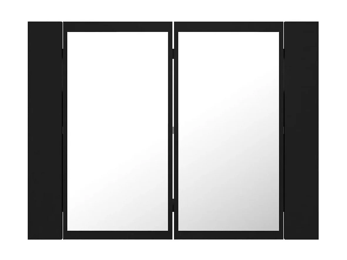 Armario de baño con espejo LED, acrílico, negro, 60 x 12 x 45 cm