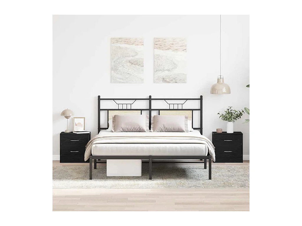 Comodini in rovere nero 40x30x40cm in legno ingegnerizzato