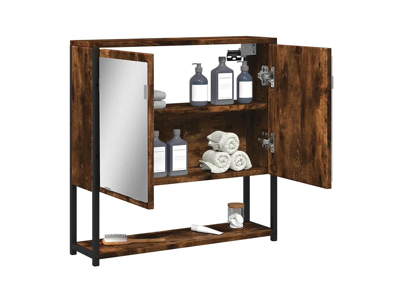Armoire à miroir de salle de bain chêne fumé bois d’ingénierie
