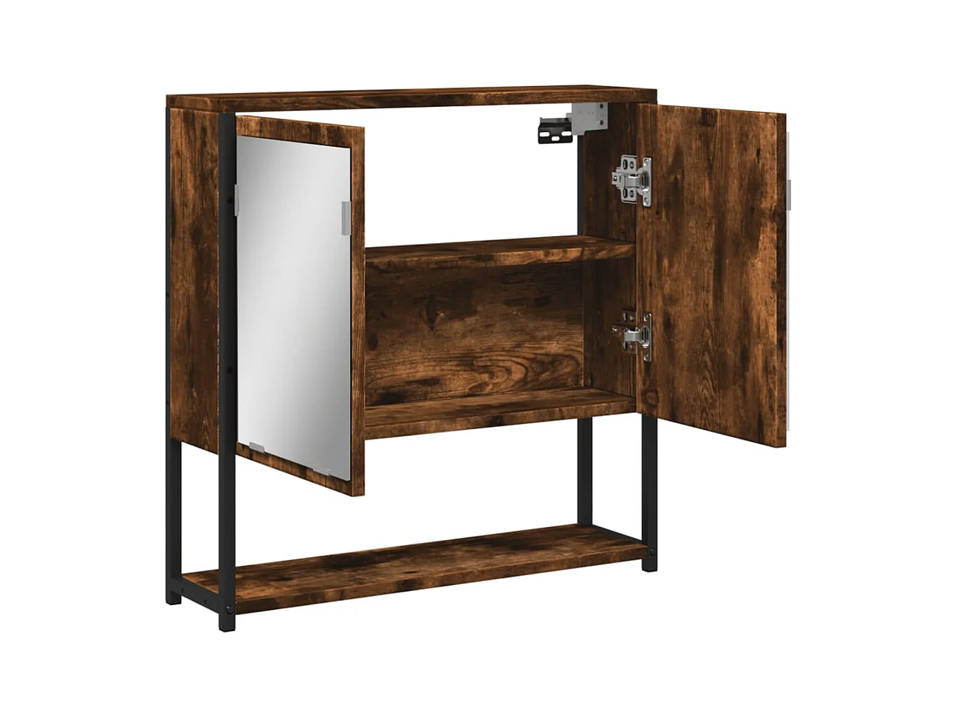 Armoire à miroir de salle de bain chêne fumé bois d’ingénierie