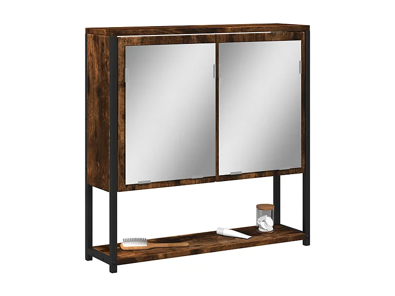 Armoire à miroir de salle de bain chêne fumé bois d’ingénierie
