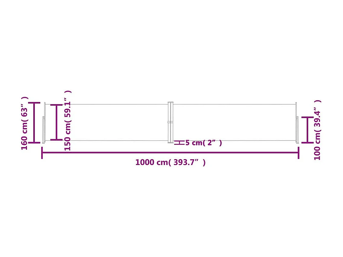 Auvent latéral rétractable Noir 160x1000 cm