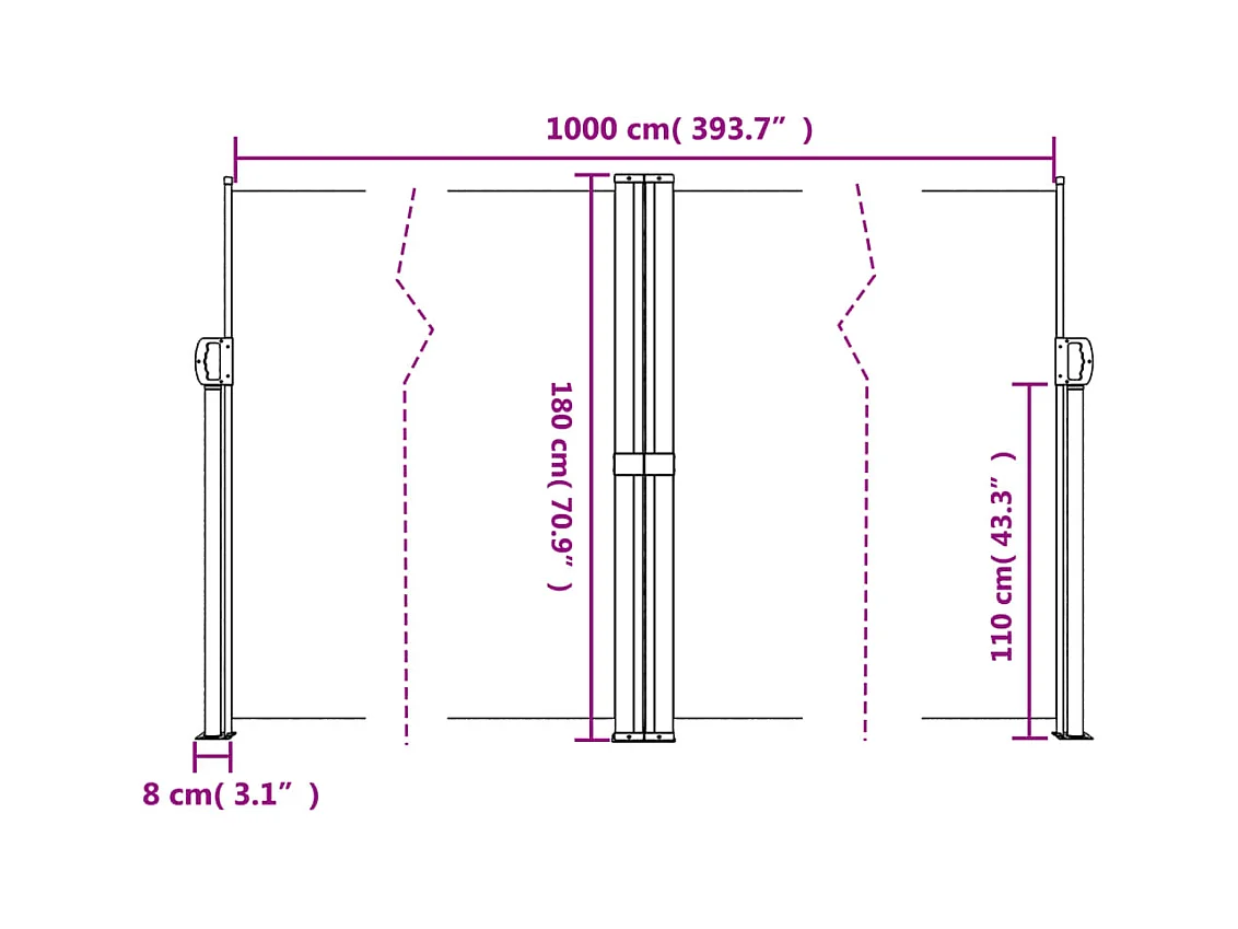 Tenda da sole laterale retrattile antracite 180x1000 cm