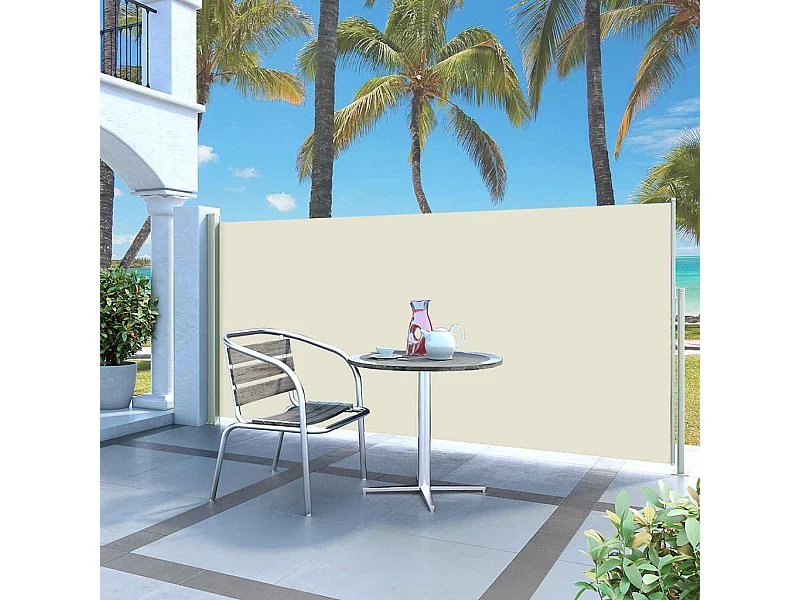 Auvent latéral rétractable 120 x 300 cm Blanc cassé