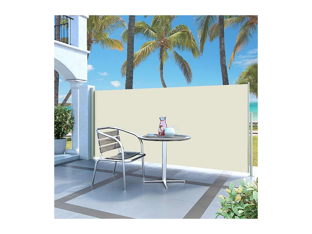 Auvent latéral rétractable 120 x 300 cm Blanc cassé
