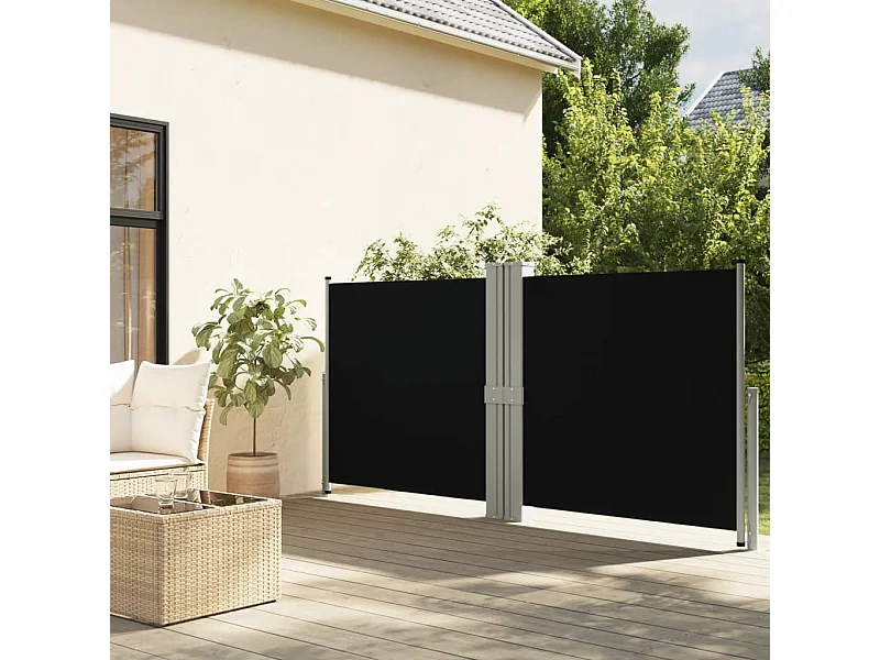 Auvent latéral rétractable Noir 140x1200 cm