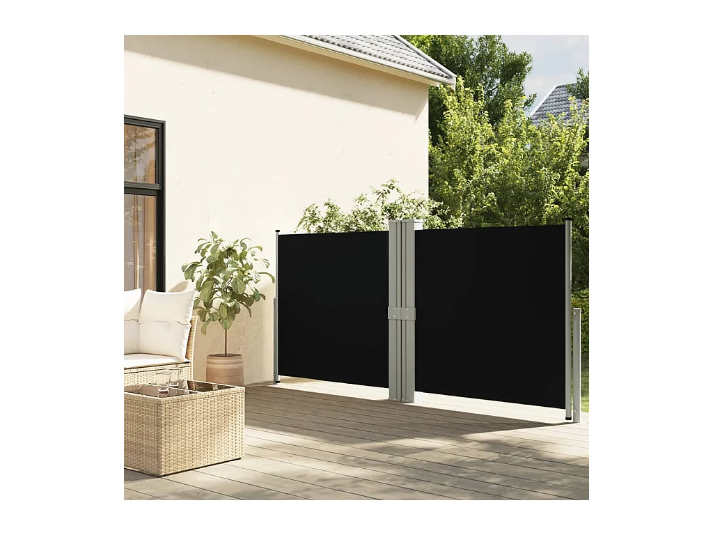 Auvent latéral rétractable Noir 140x1200 cm