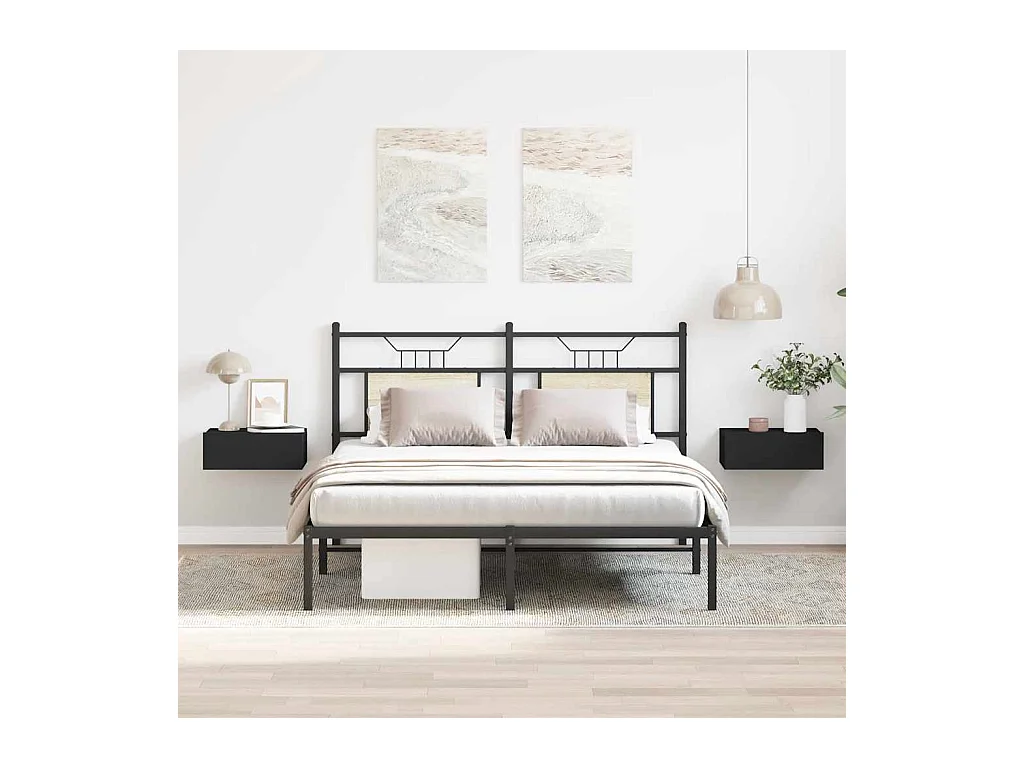 Tables de chevet flottantes 2 pcs Noir 40x30x15 cm