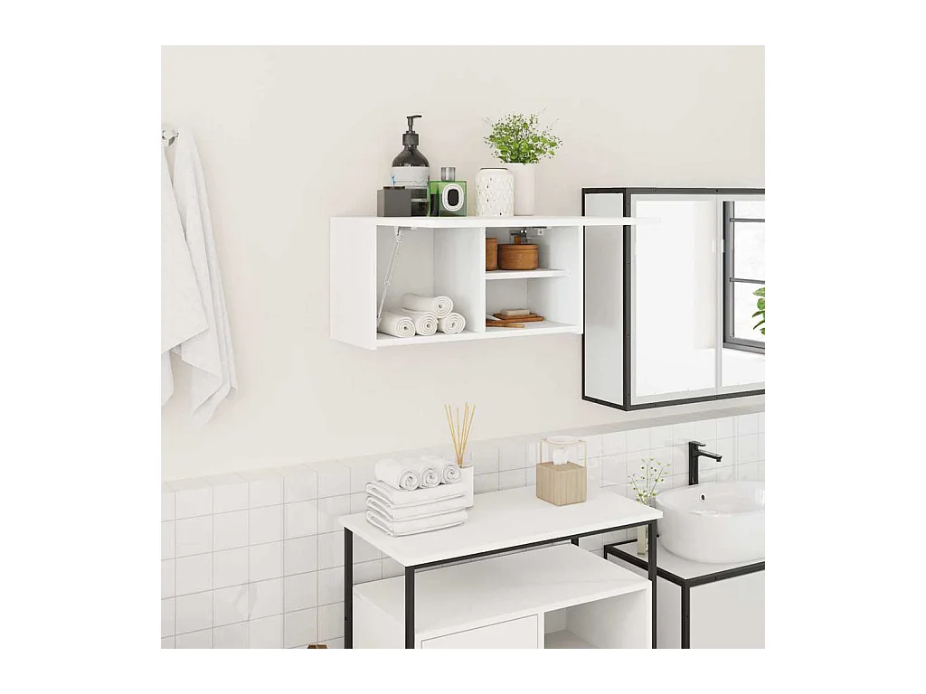 Armoire murale de bain blanc 60x25x30 cm bois d'ingénierie