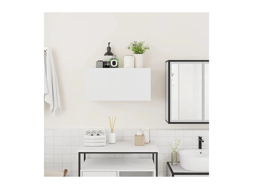 Armoire murale de bain blanc 60x25x30 cm bois d'ingénierie