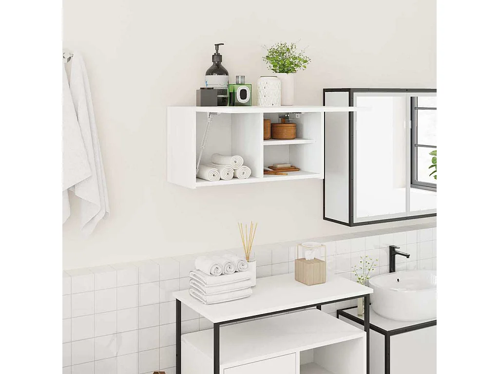 Armoire murale de bain blanc 60x25x30 cm bois d'ingénierie