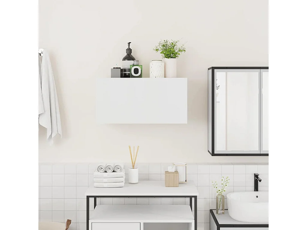 Armoire murale de bain blanc 60x25x30 cm bois d'ingénierie