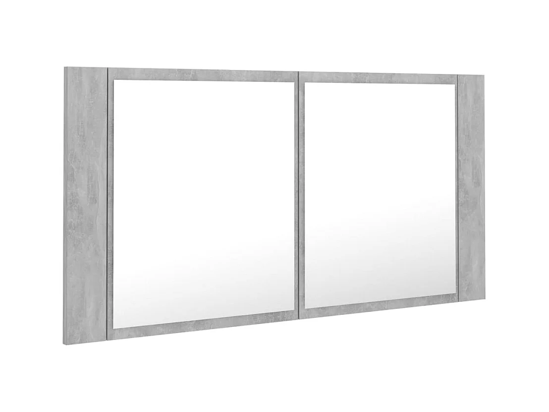 Mobiletto da bagno con specchio LED in acrilico grigio cemento